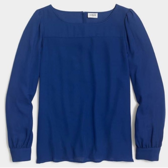 J. Crew Tops - J crew royal blue boatneck keyhole back blouse